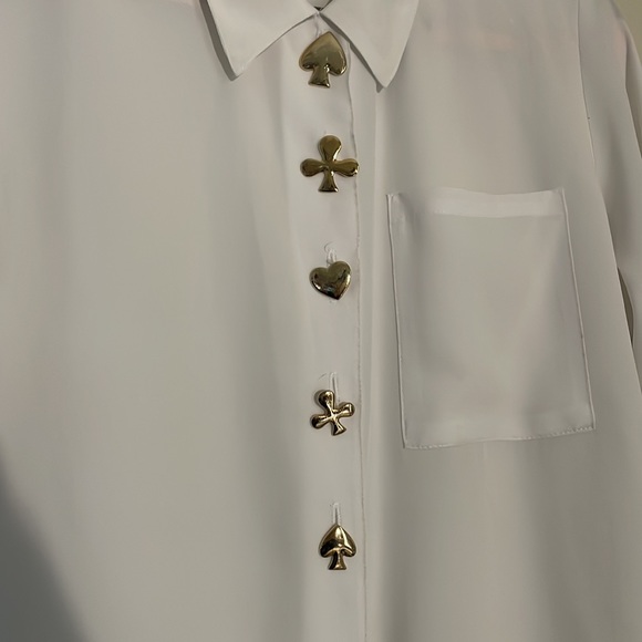 Button blouse with card suit buttons - Picture 3 of 14